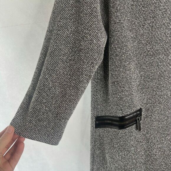 Ann Taylor Gray Tweed Scoop Neck Dress Faux Leather Pocket‎ Trim Womens Medium - Picture 5 of 10